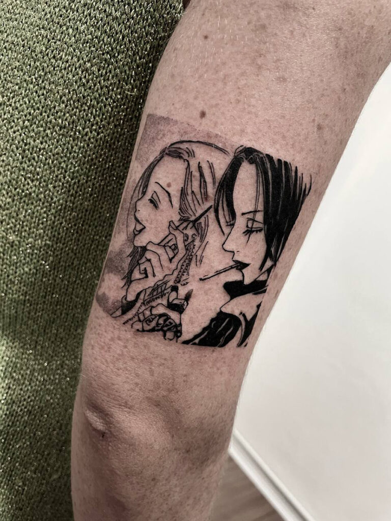 anime tattoo grey work