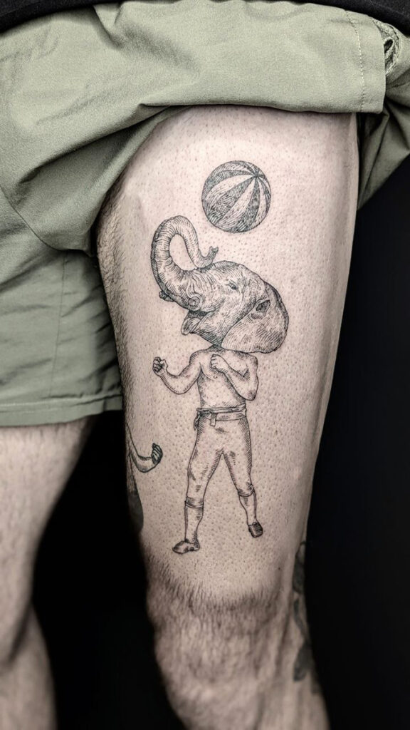 tatuaggio surrealistico elefante