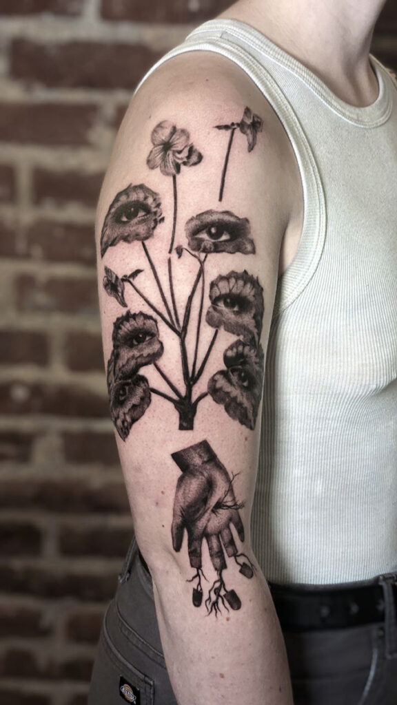 tatuaggio mano surrealistico