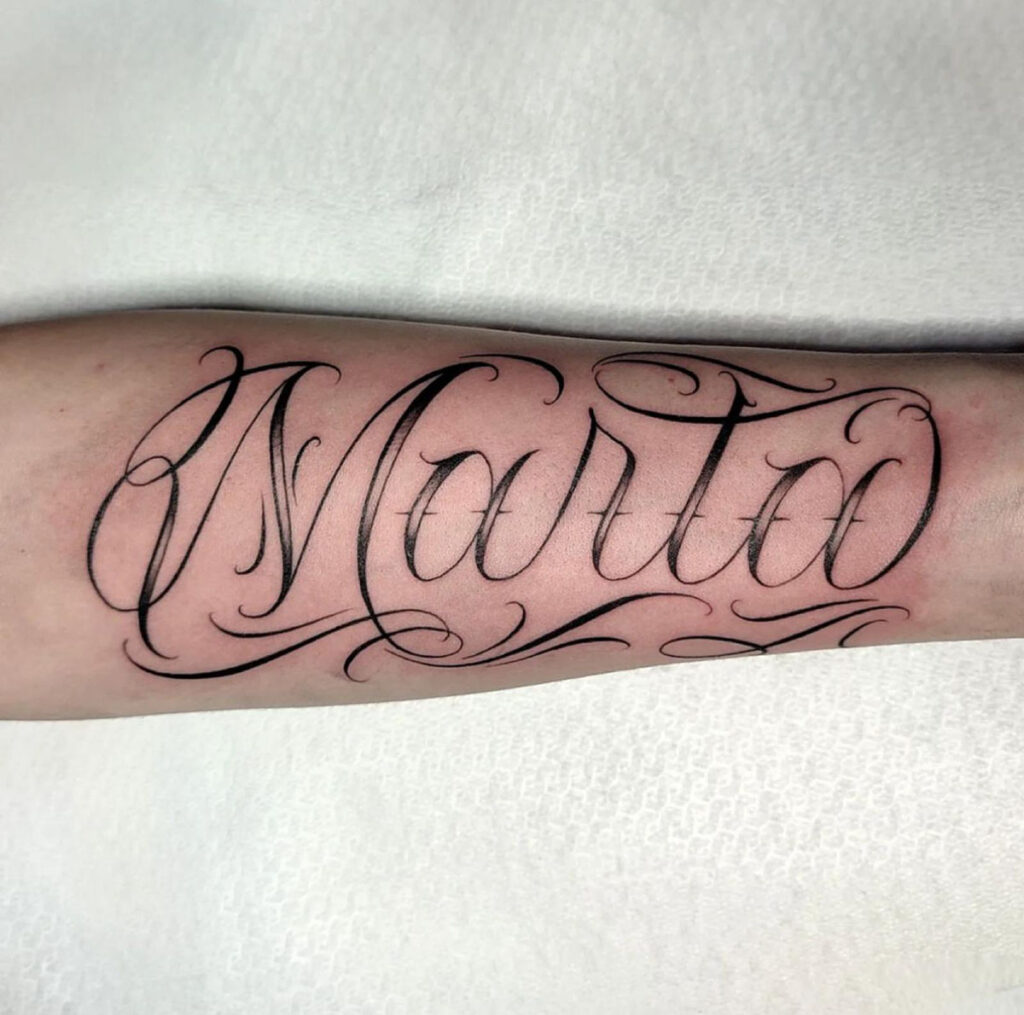 tattoo lettering black & grey