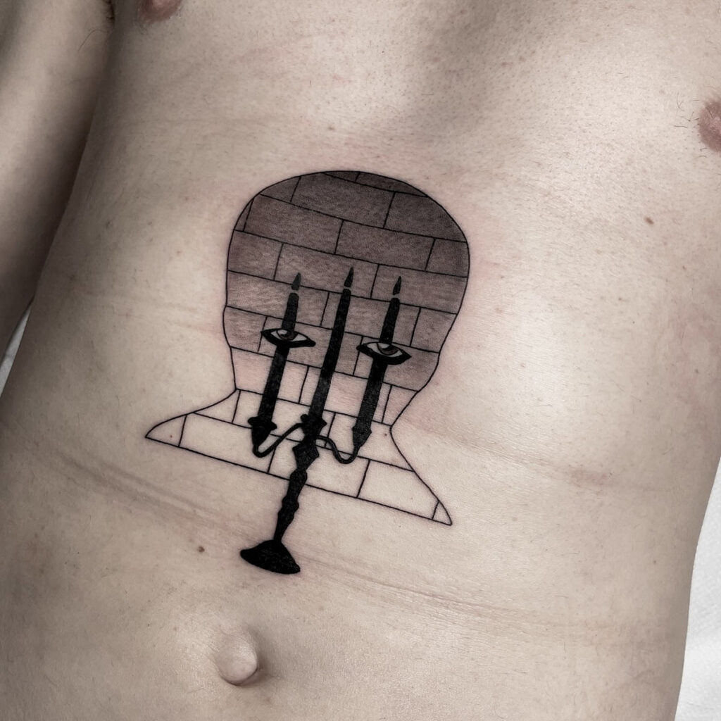 tattoo blackwork candelabro