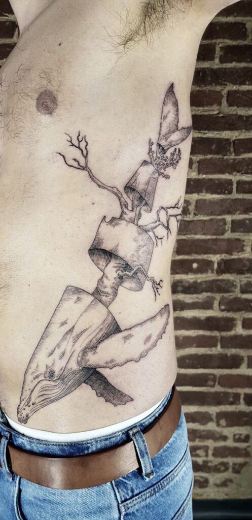 tattoo surrealistico balena