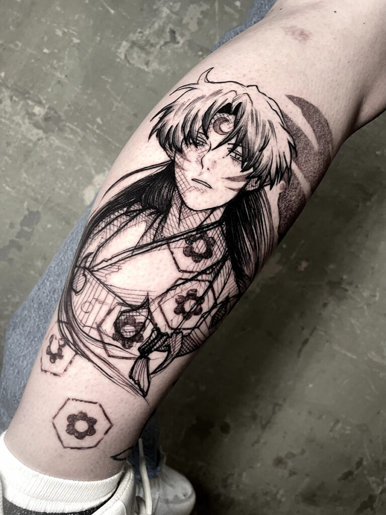 tatuaggio black work anime