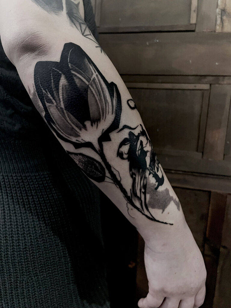 flower tattoo blackwork