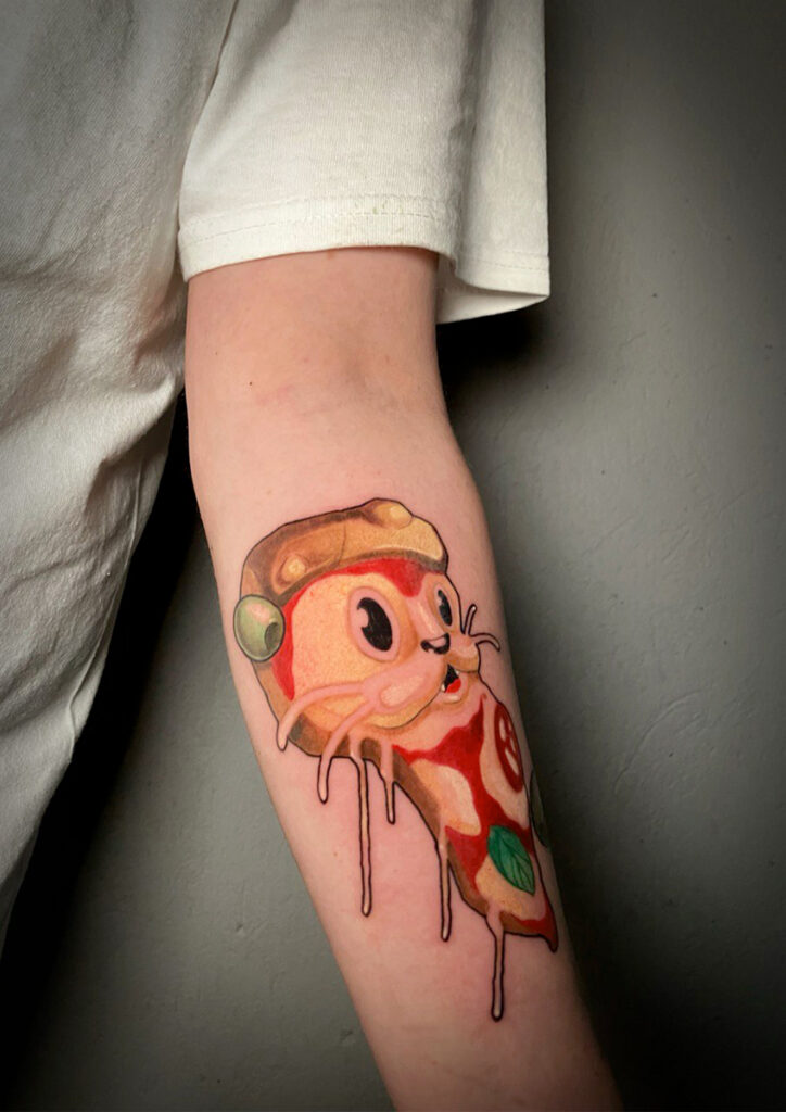 new school tattoo pizza