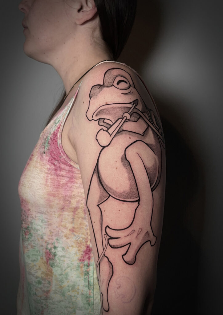 tatuaggio rana sketch style