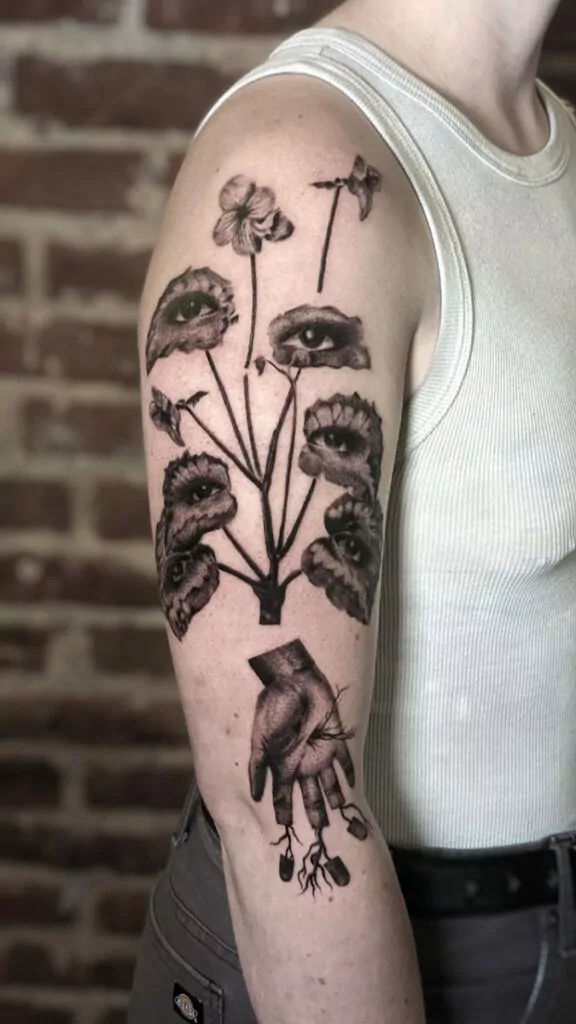 tatuaggio mano surrealistico 